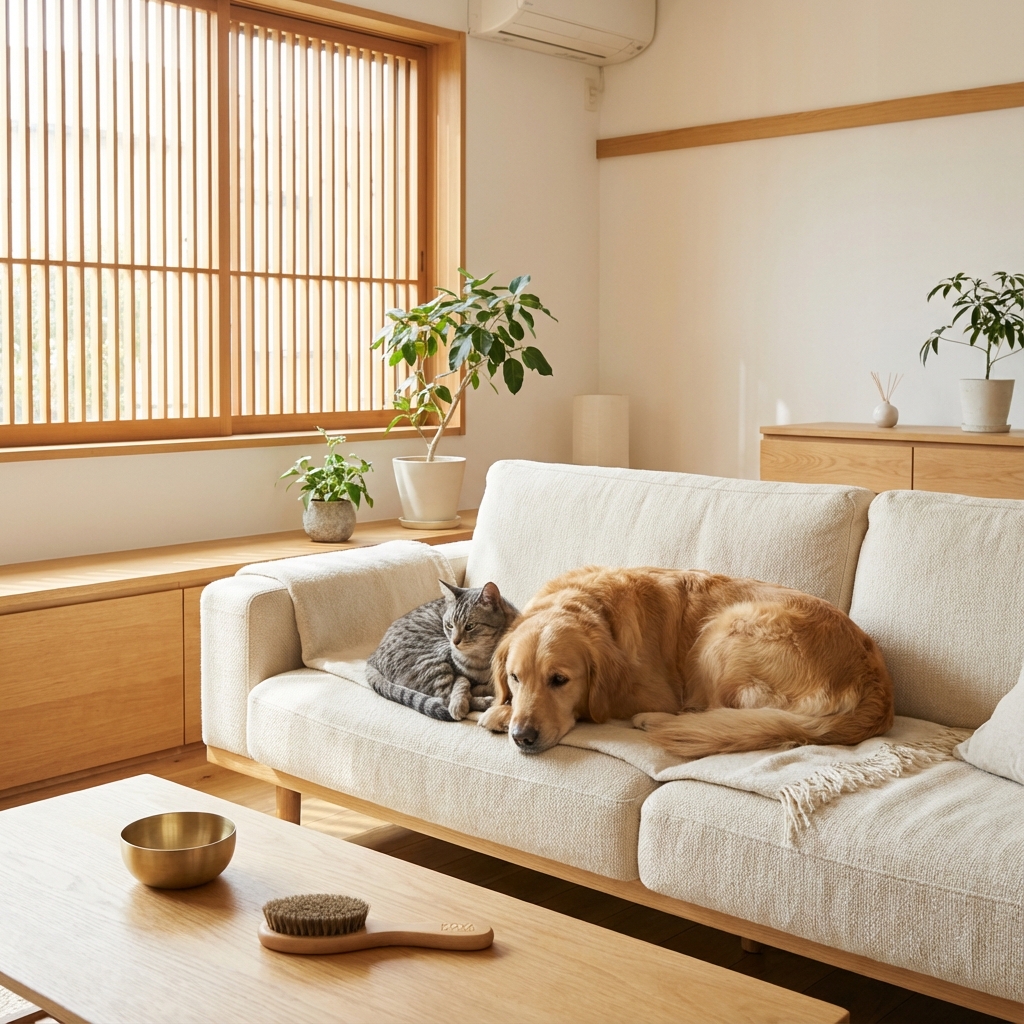 Happy pet in a calm home environment