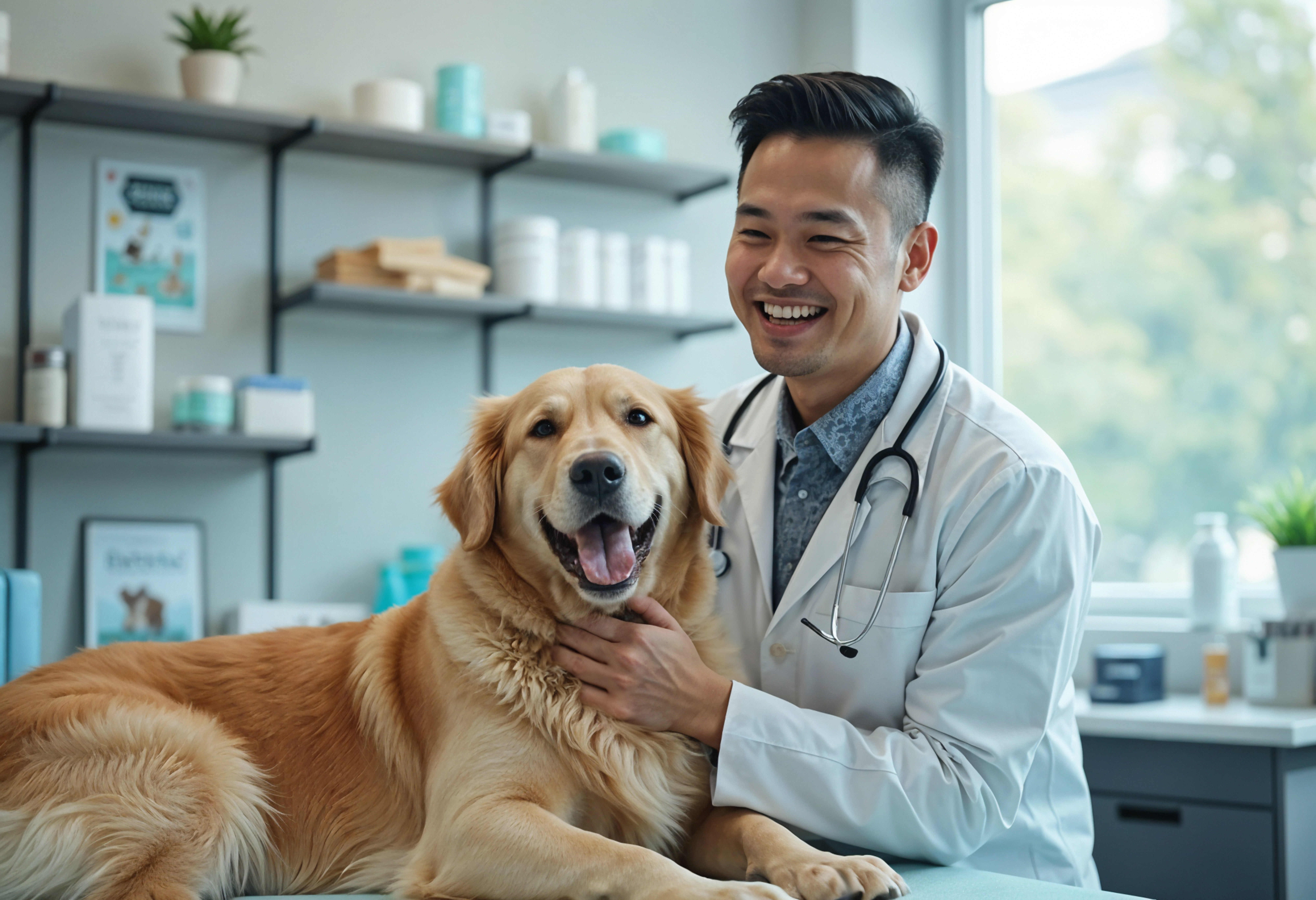 Veterinarian providing professional care